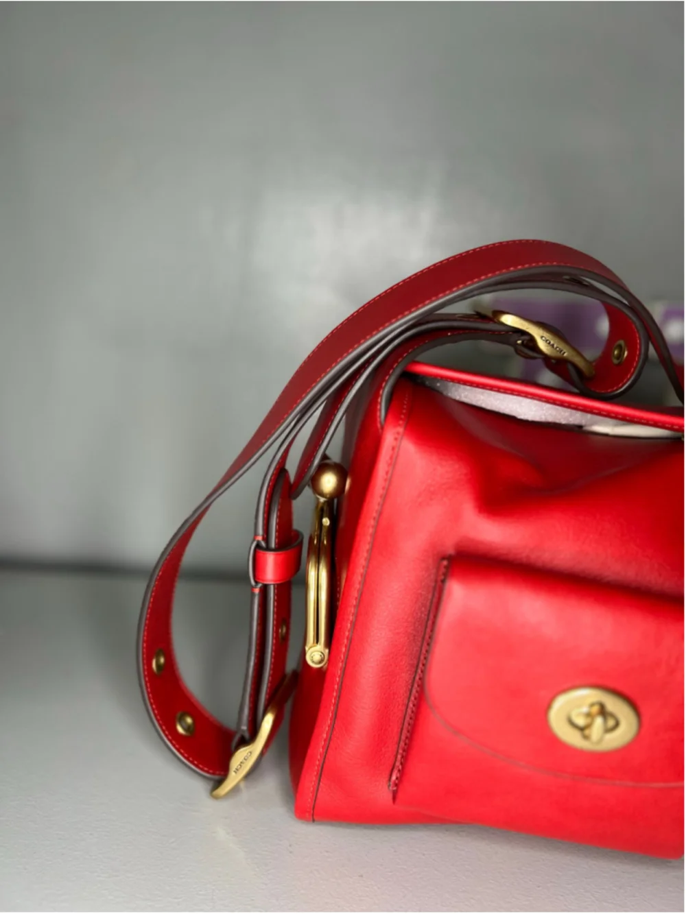 Coach Originals Turnlock Haversack Leather Shoulder Bag - Scarlett